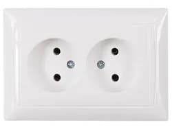 Розетка LUXEL Primera 2-я с заземлением белая - PRORAB