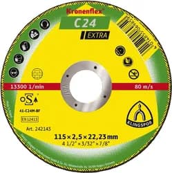 Klingspor Круг отрезной С24 Extra 115х2,5х22 прямой, камень - PRORAB