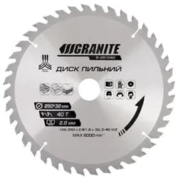 Диск пильный по дереву GRANITE 250*32*40Т с твердосп. напр. 5-25-040 - PRORAB
