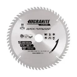 Диск пильный по дереву GRANITE 250*32*60Т с твердосп. напр. 5-25-060 - PRORAB