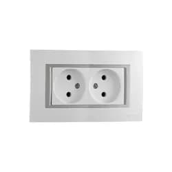 Розетка 2-я б/у со вставкой белый Mono Electric MONTE 105-010111-121 - PRORAB