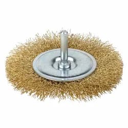 Щетка проволочная дискообразная Ø100мм хвостовик Ø6мм (латуированная) GRAD (9032105) - PRORAB