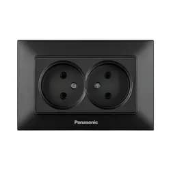 Розетка PANASONIC Arkedia Slim черная 2-я б/3 WNTC0204-2BL - PRORAB