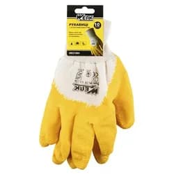 (WE2126H) Перчатки рабочие с рифленым латексным покрытием желтые с подвеской WERK - PRORAB