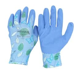 (211432) Рукавички поліестер (сад-город) фіолетові з зеленим латексним покриттям з підв. HAISSER - PRORAB