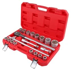 Набір інструментів професiйний 3/4" (головки 19-50мм, Т вороток 500мм, подовжувачі 100 та 200мм, тріскачка 500мм), 20 од. HAISSER - PRORAB