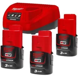 Набір 3 акумулятора + зарядний пристрій Milwaukee M12 NRG-603 (4933459208) - PRORAB