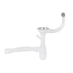 Сифон для кухонной мойки Lidz (WHI) 60 08 E001 01 ECO с круглым переливом (выход 50 мм) - PRORAB