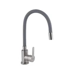 Смеситель для кухни Brinex Pure 015F3 с гибким изливом   Nickel/Grey BRIPUR015F3NKG - PRORAB
