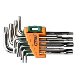 Набір ключів TORX 9шт T10-T50мм CrV (короткі з отвором) GRAD   4022275 - PRORAB image-2