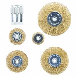 Набор щеток проволочных 5шт Ø25; 38; 50; 65; 75мм хвостовик Ø6мм (латунированная) GRAD (9029025) - PRORAB