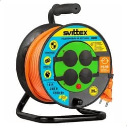Удлинитель на катушке SVITTEX ПРОФИ 2*2,5 16А 4100Вт 25м оранжевый. SV-018-О - PRORAB