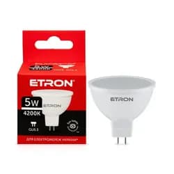 Лампа ЛЕД MR16 5W 4200K 200V CU5.3 ETRON Light Power ELP-062 - PRORAB
